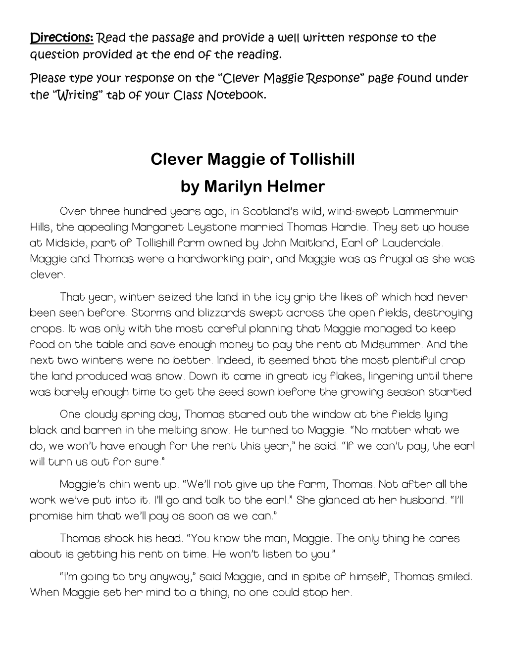 Clever Maggie of Tollishill by Marilyn Helmer
