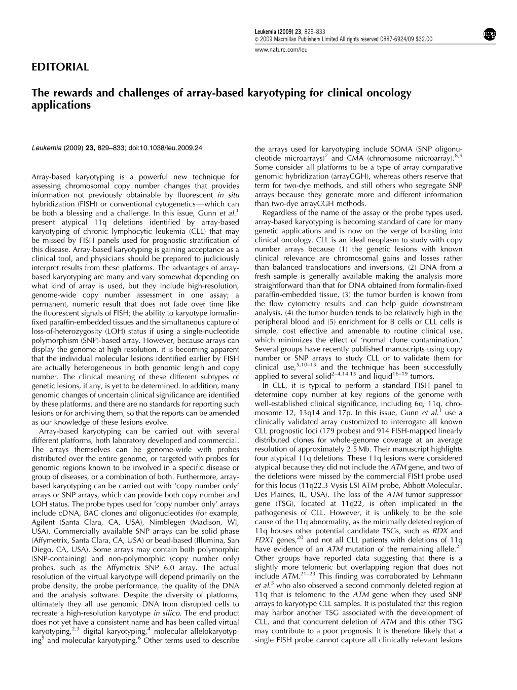 The Rewards and Challenges of Array-Based Karyotyping for Clinical Oncology Applications