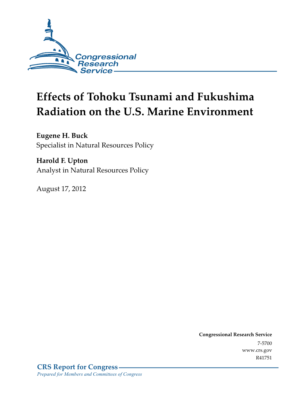 Effects of Tohoku Tsunami and Fukushima Radiation on the U.S. Marine Environment