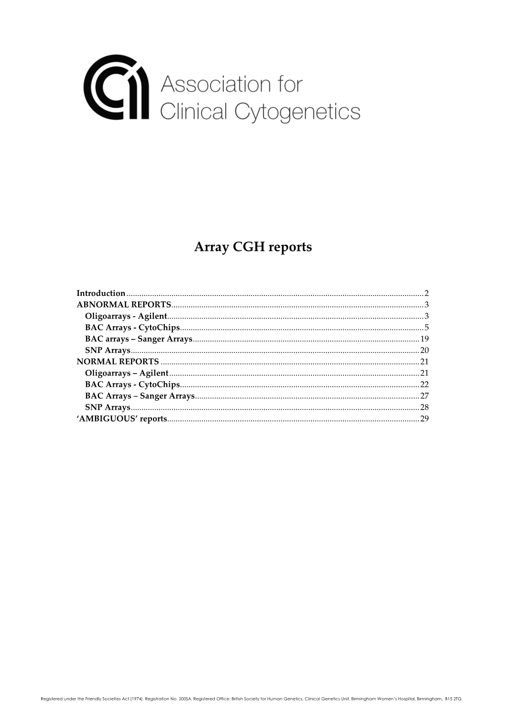 Array CGH Reports