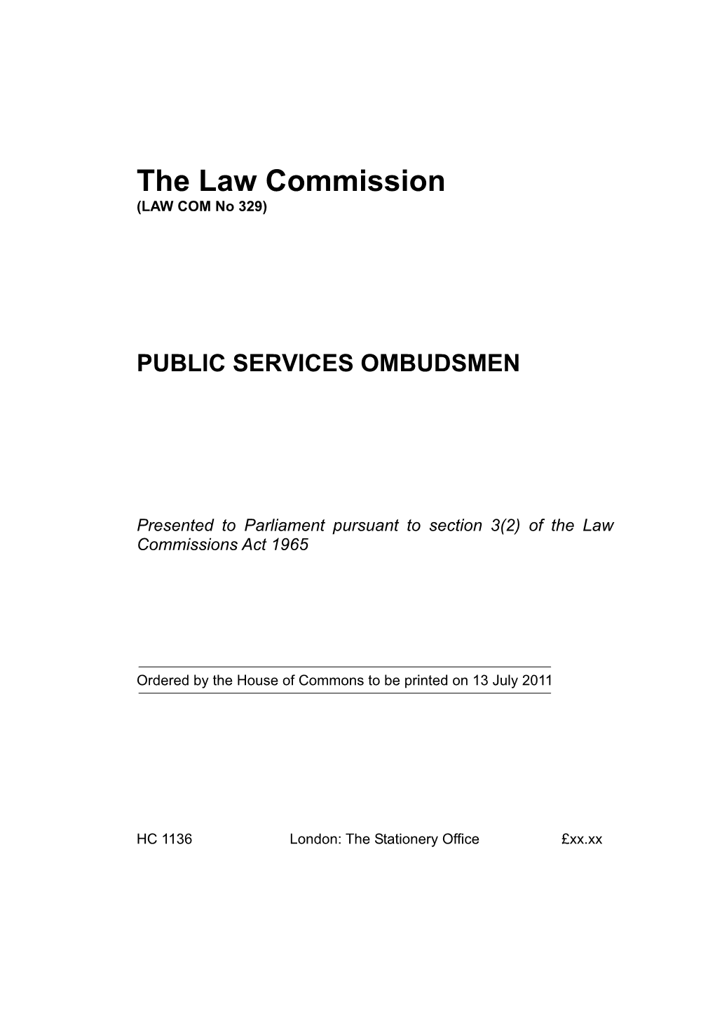 The Law Commission Public Services Ombudsmen