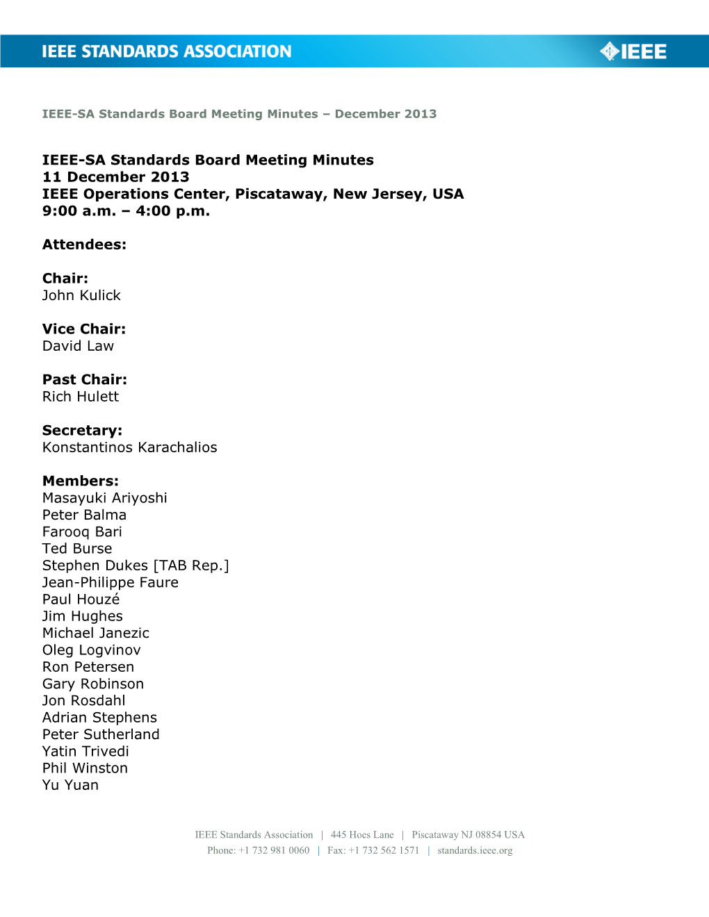 IEEE-SA Standards Board Meeting Minutes – December 2013