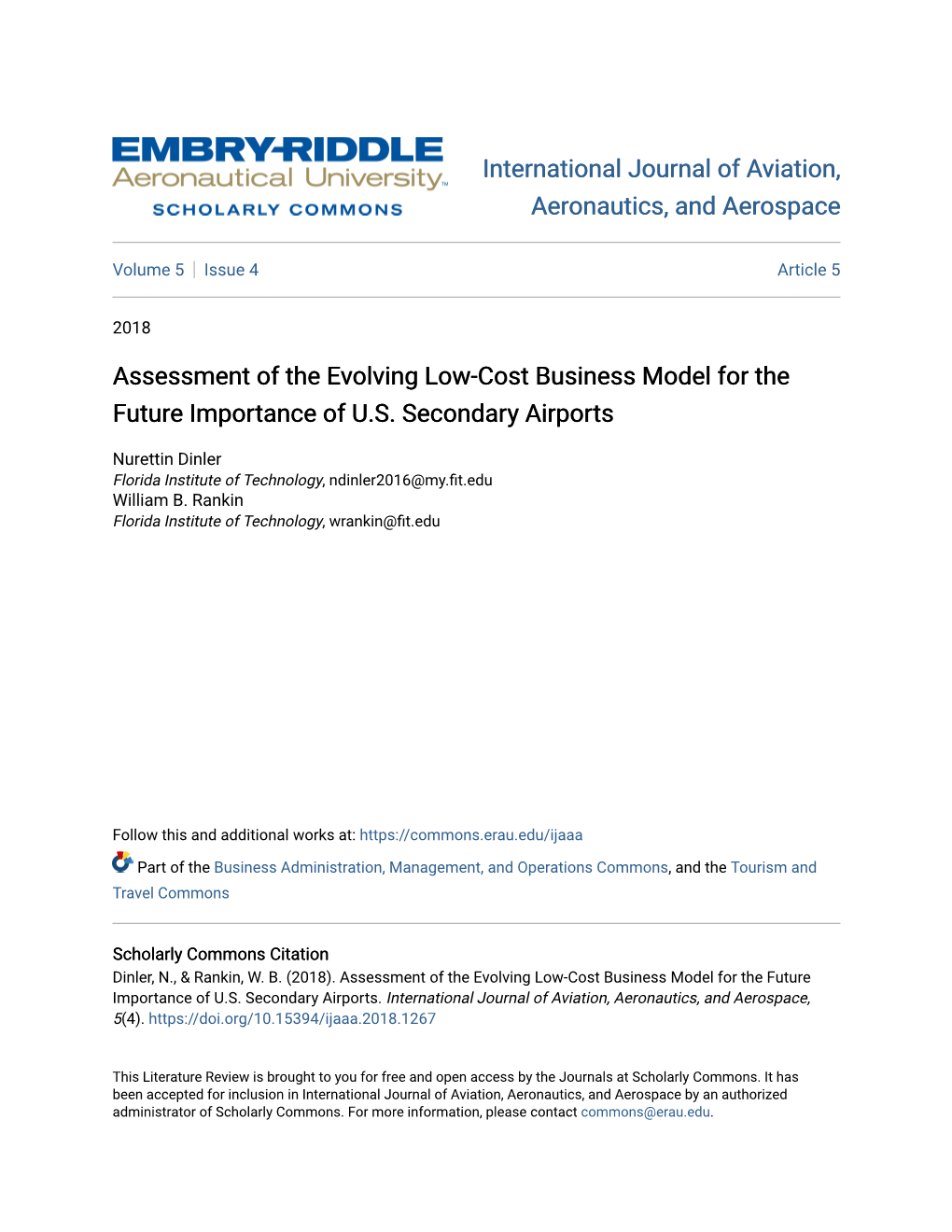 Assessment of the Evolving Low-Cost Business Model for the Future Importance of U.S