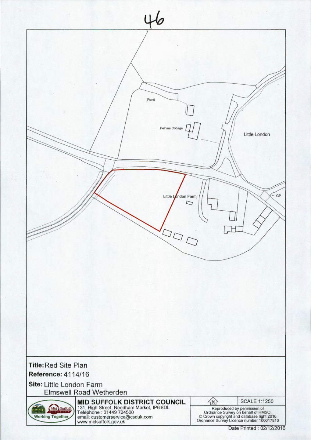 Title: Red Site Plan Site: Little London Farm Elmswell Road Wetherden