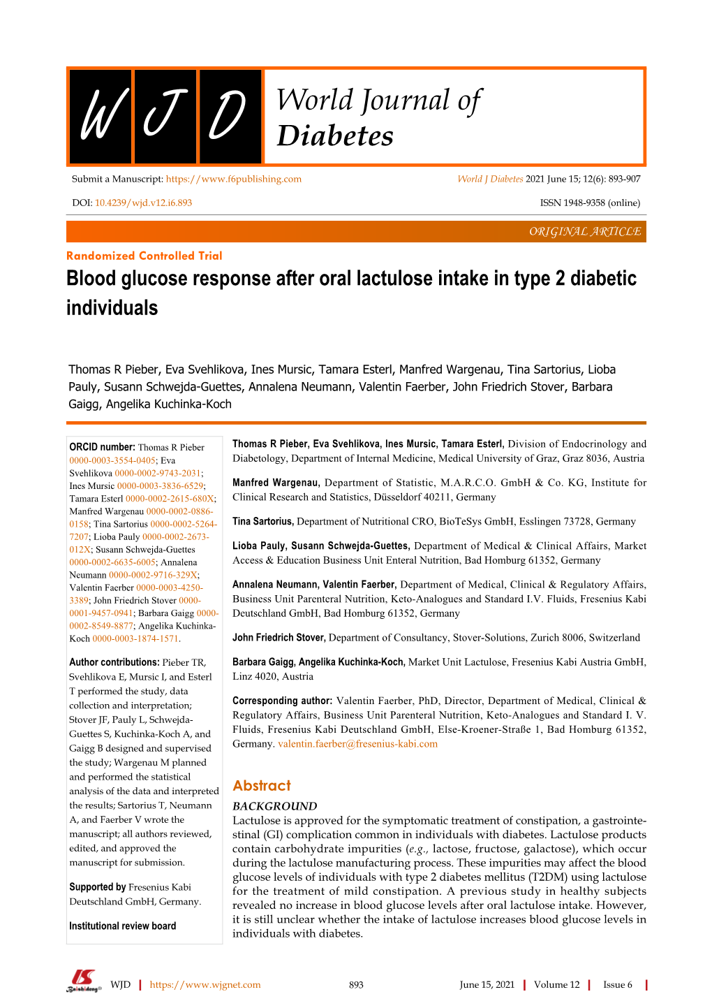 Blood Glucose Response After Oral Lactulose Intake in Type 2 Diabetic Individuals