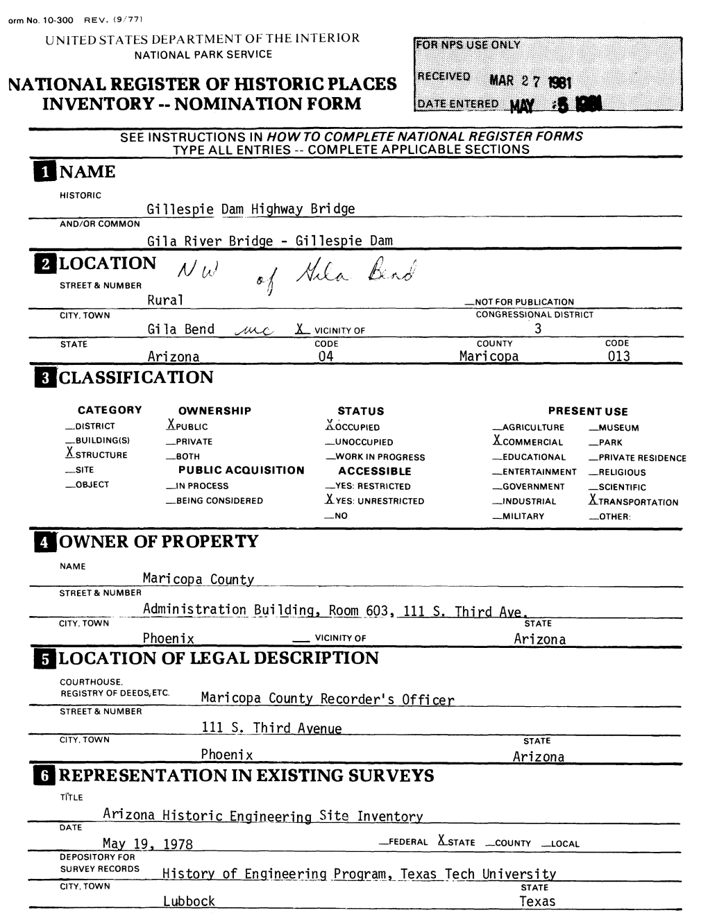 National Register of Historic Places Inventory -- Nomination Form