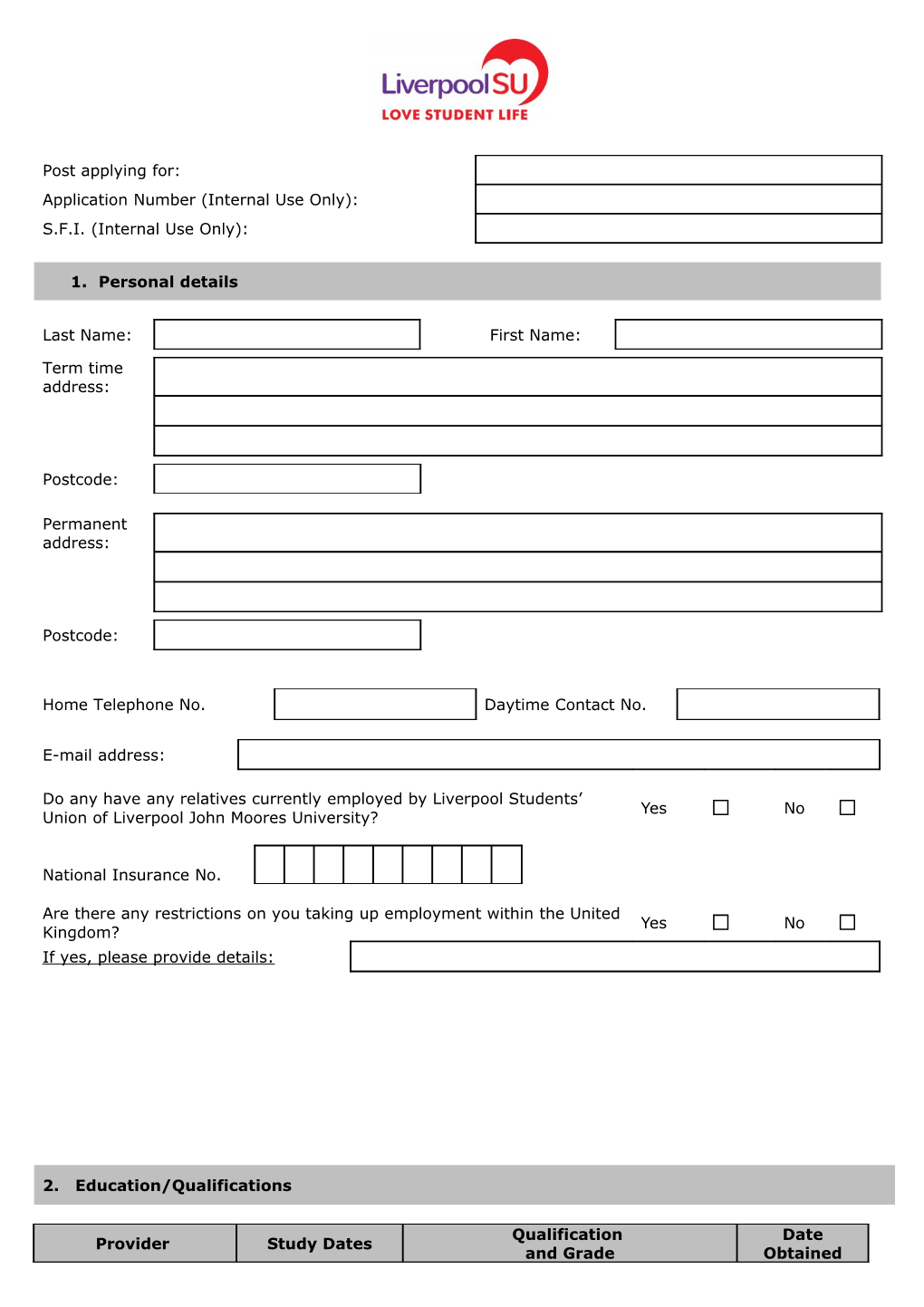 Job Application Form Template s11