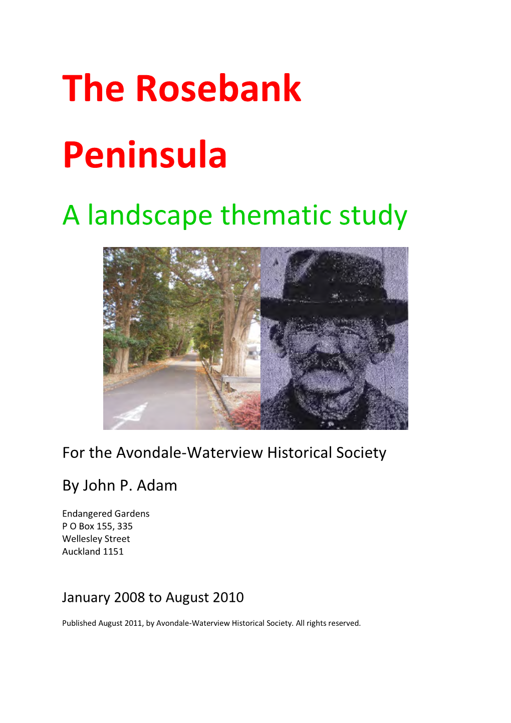 The Rosebank Peninsula Landscape Study