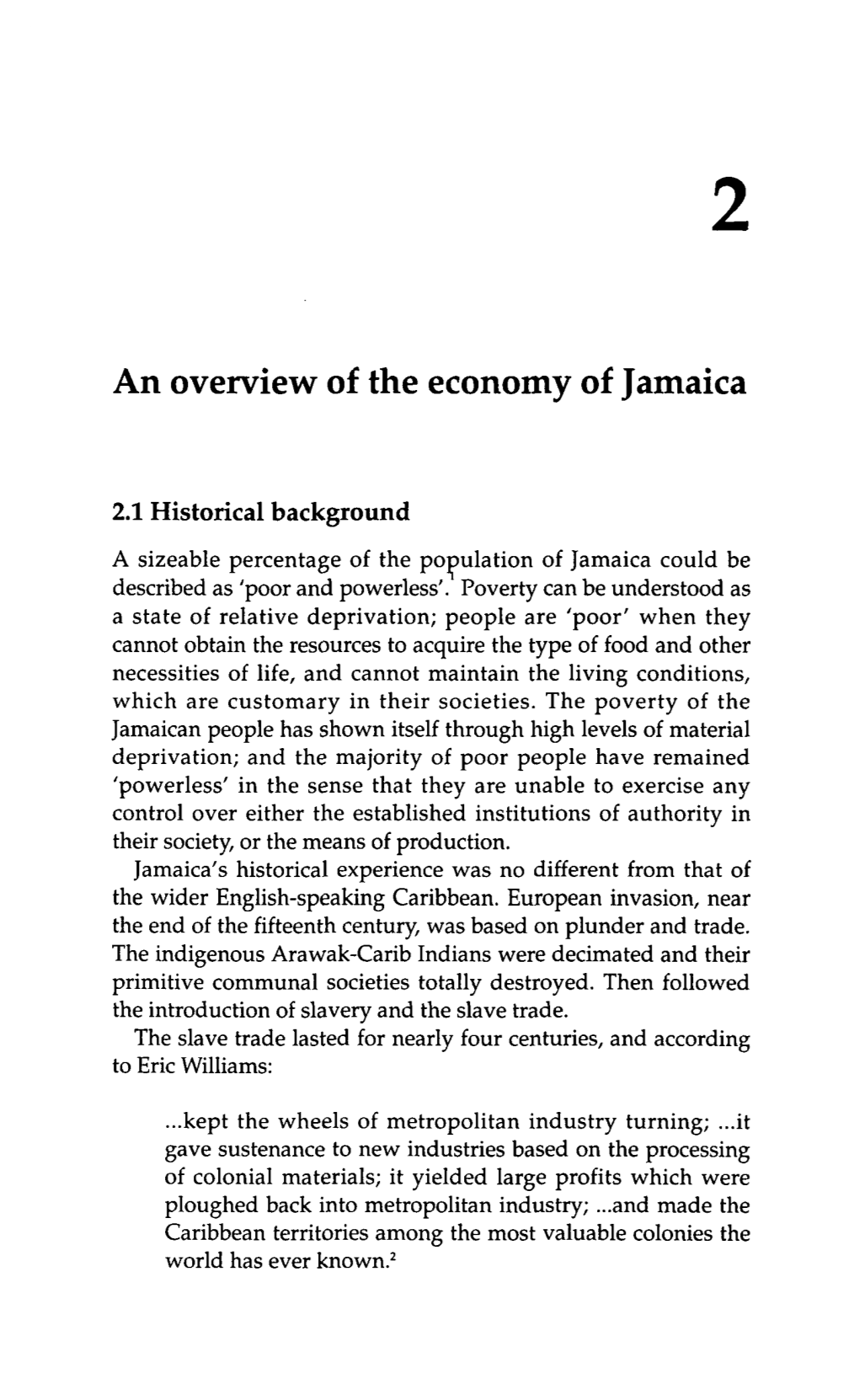 2 an Overview of the Economy of Jamaica