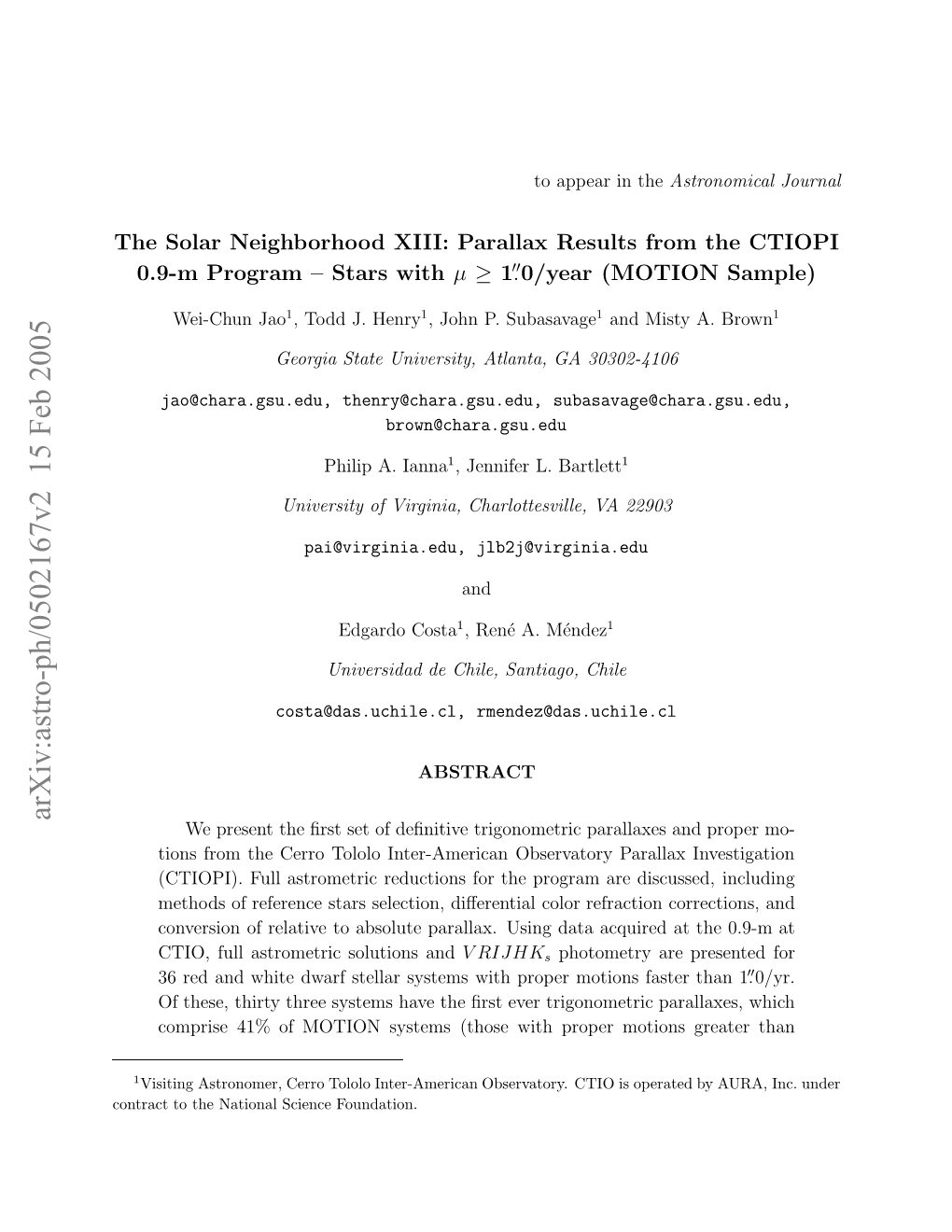 The Solar Neighborhood XIII: Parallax Results from the CTIOPI 0.9-M