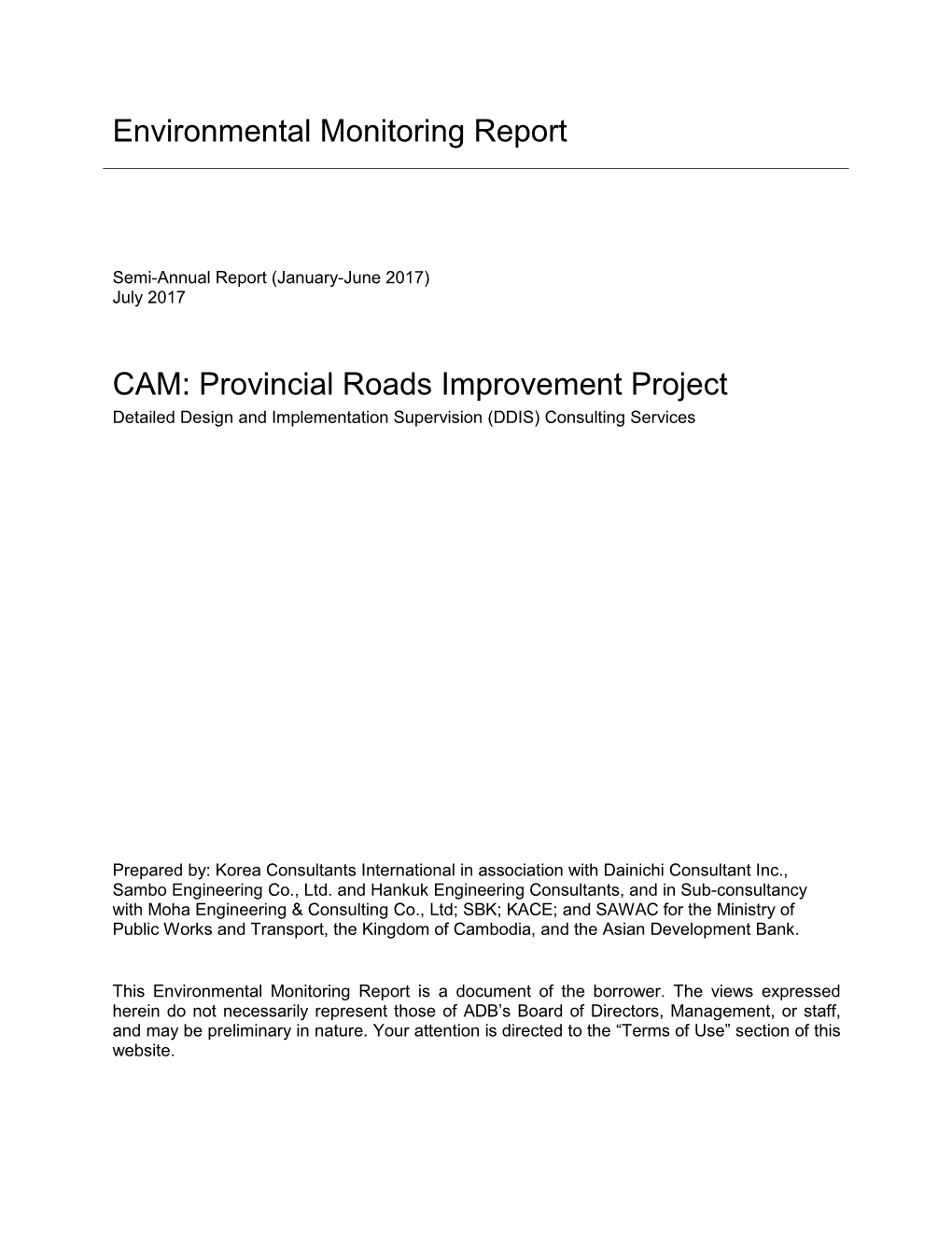 Environmental Monitoring Report CAM: Provincial Roads