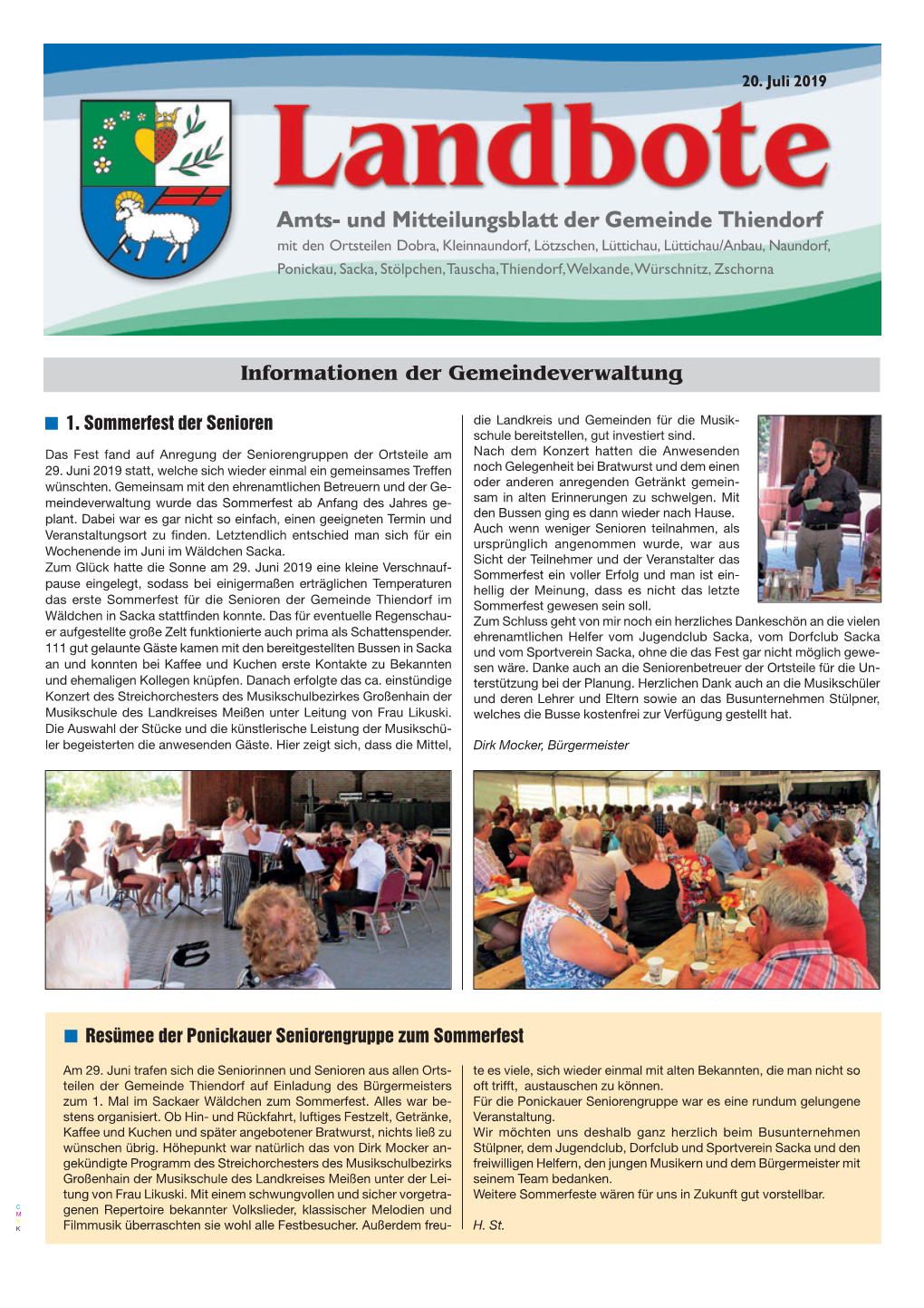 Amts- Und Mitteilungsblatt Der Gemeinde Thiendorf