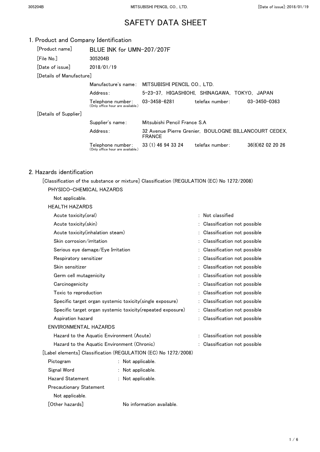 Safety Data Sheet