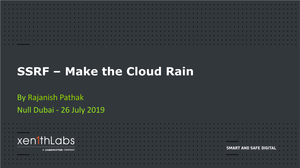 SSRF – Make the Cloud Rain