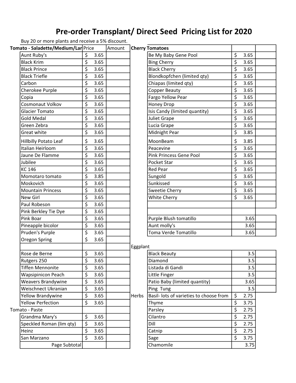 CSA Plant List 2020.Xlsx