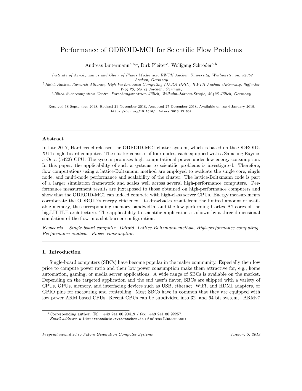 Performance of ODROID-MC1 for Scientific Flow Problems