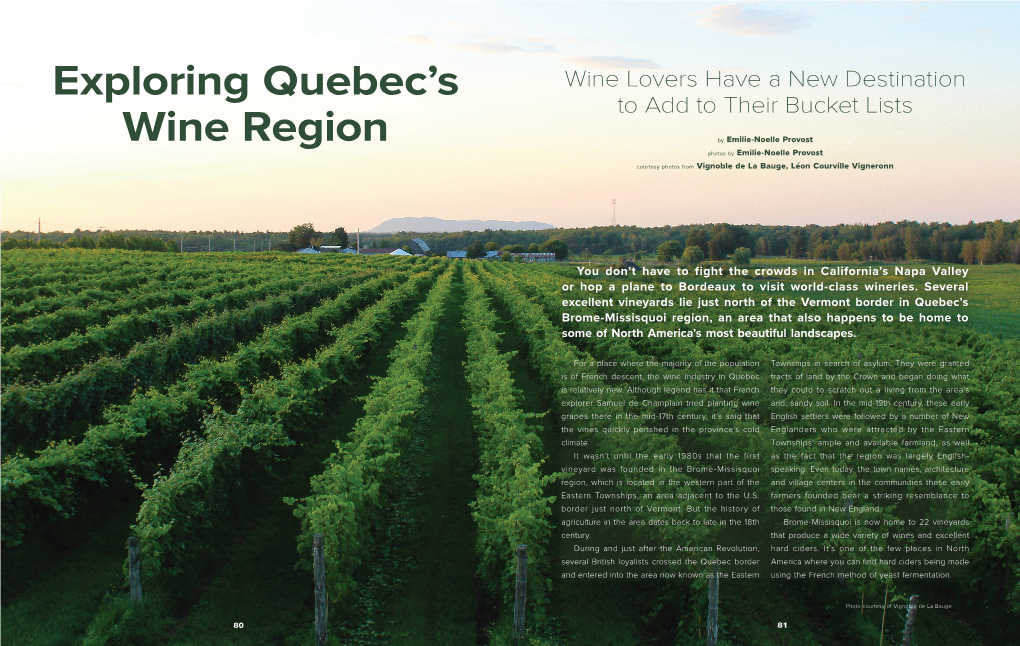 Exploring Quebec's Wine Region