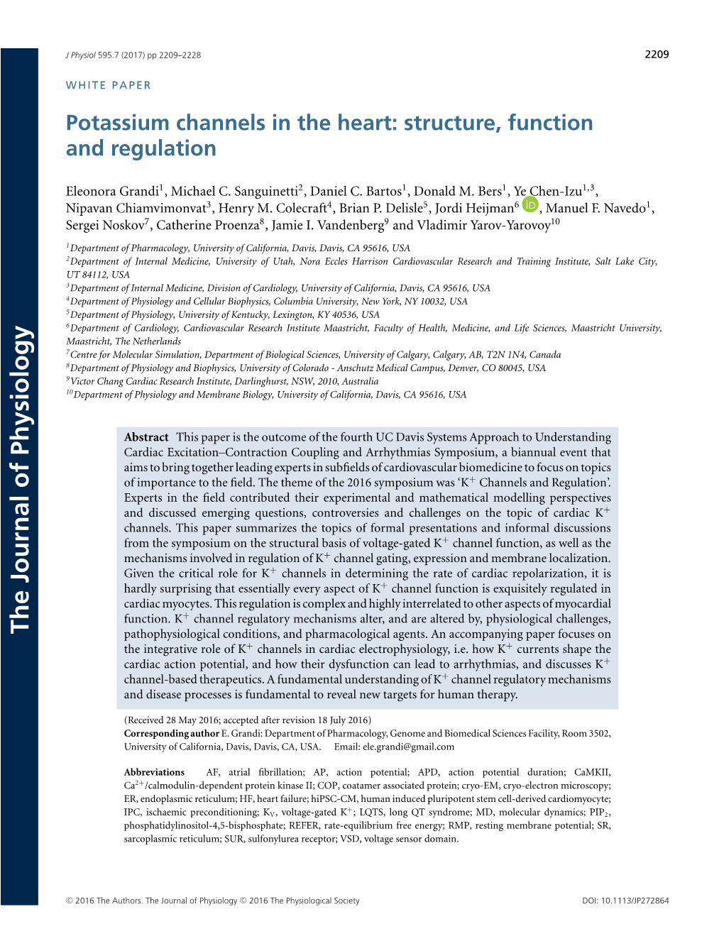 Potassium Channels in the Heart: Structure, Function and Regulation