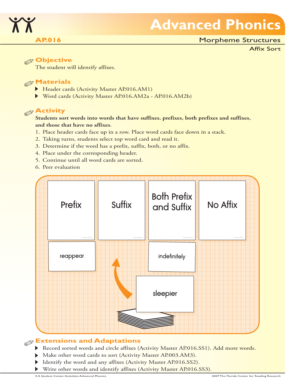 Affix Sort Objective the Student Will Identify Affixes