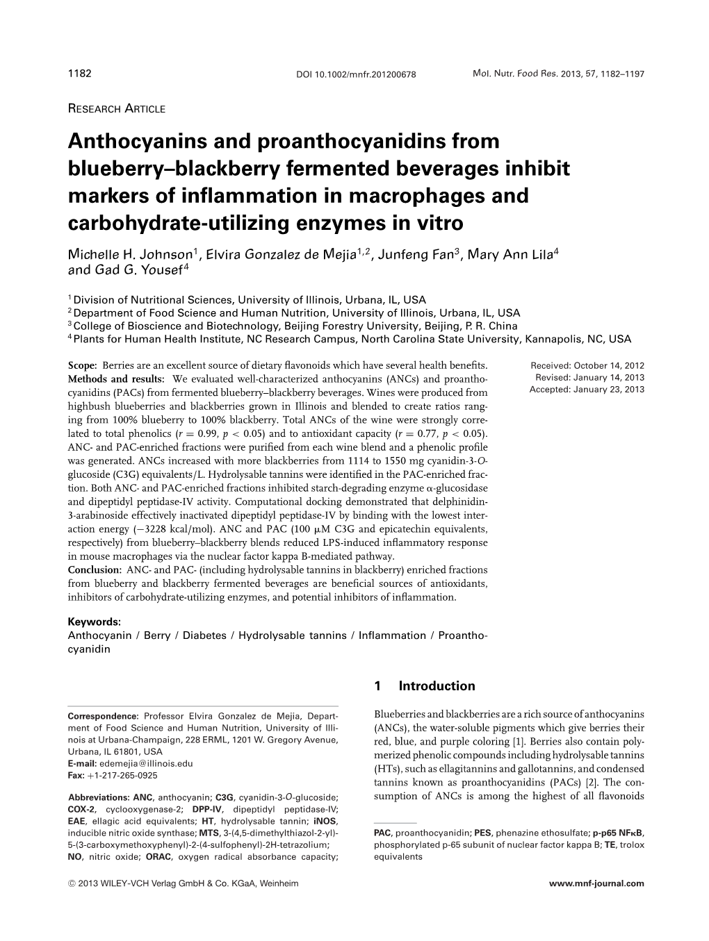 Anthocyanins and Proanthocyanidins from Blueberry–Blackberry