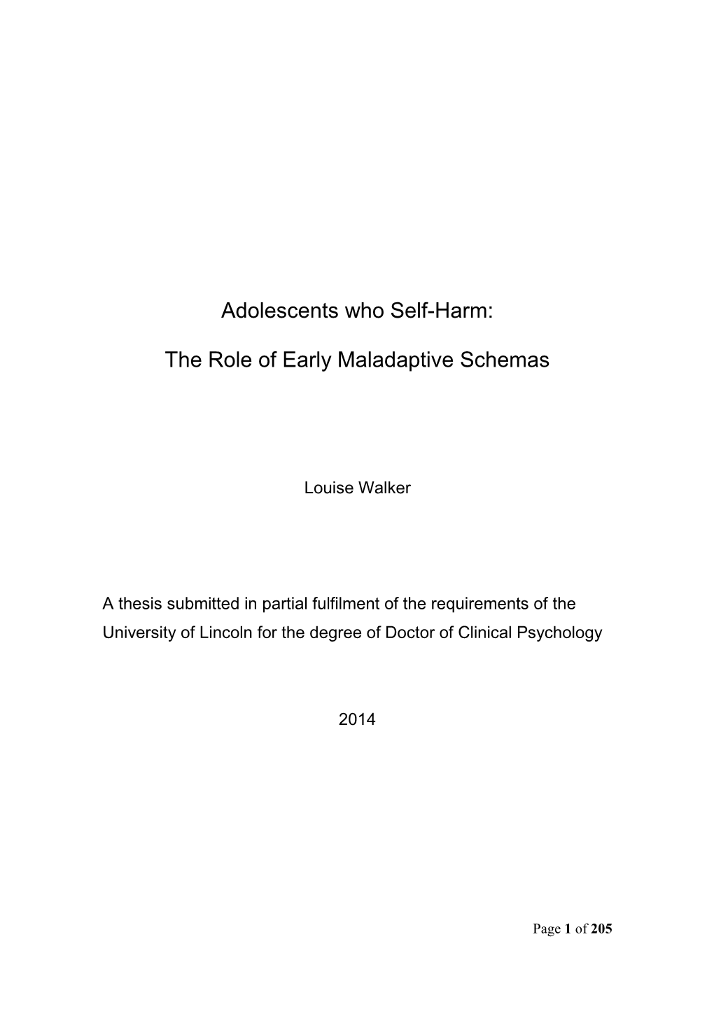 Adolescents Who Self-Harm