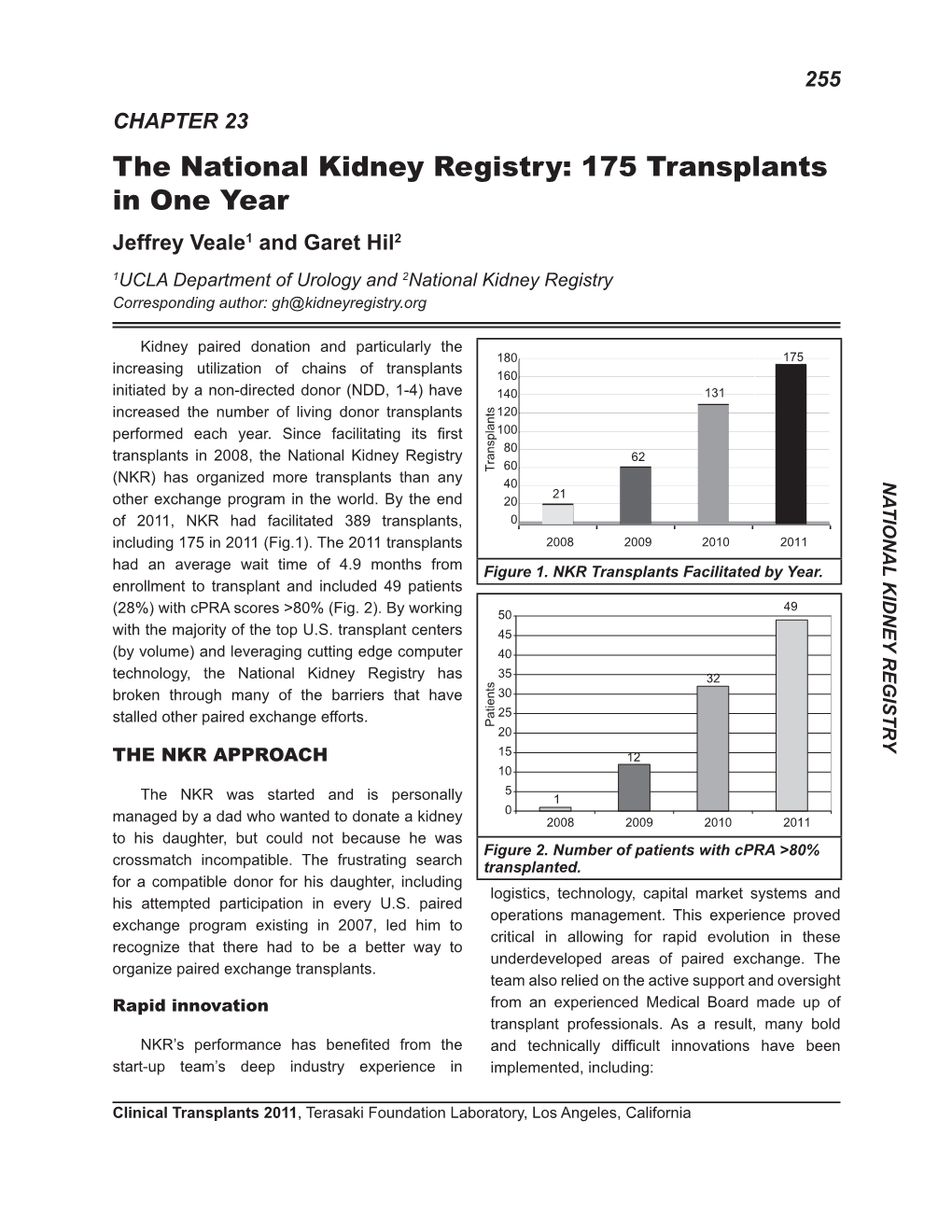 175 Transplants in One Year Jeffrey Veale1 and Garet Hil2 1UCLA Department of Urology and 2National Kidney Registry Corresponding Author: Gh@Kidneyregistry.Org