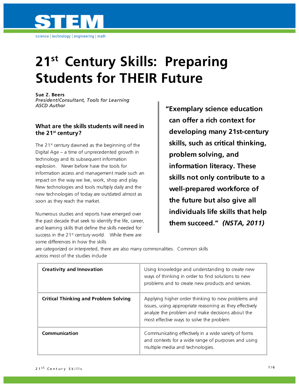 21St Century Skills: Preparing Students for THEIR Future