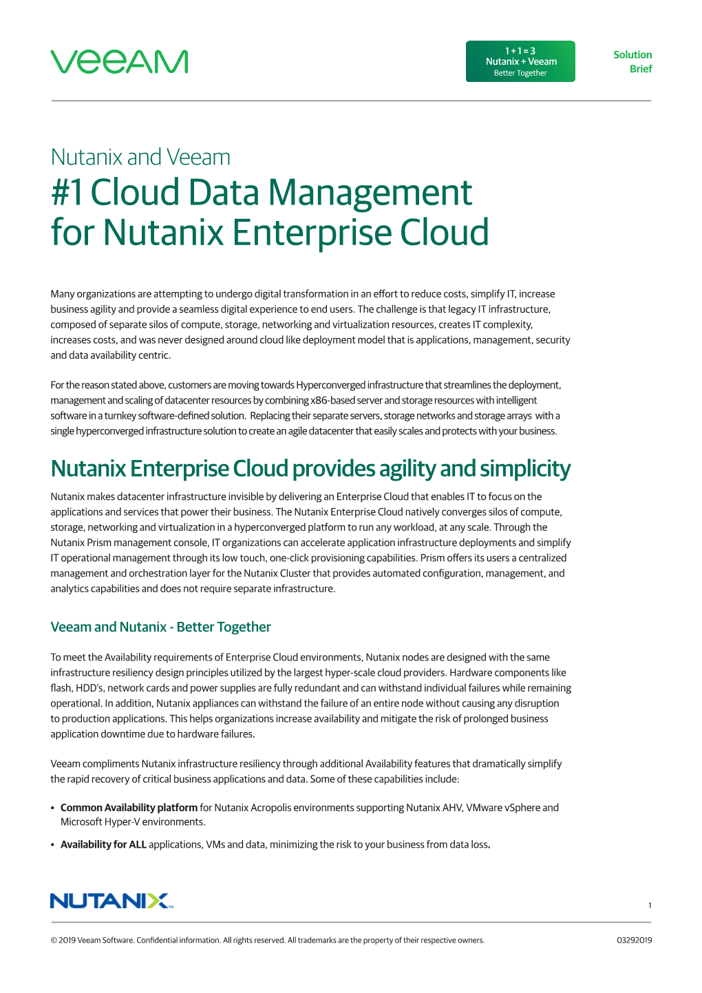 Cloud Data Management for the Nutanix Enterprise Cloud