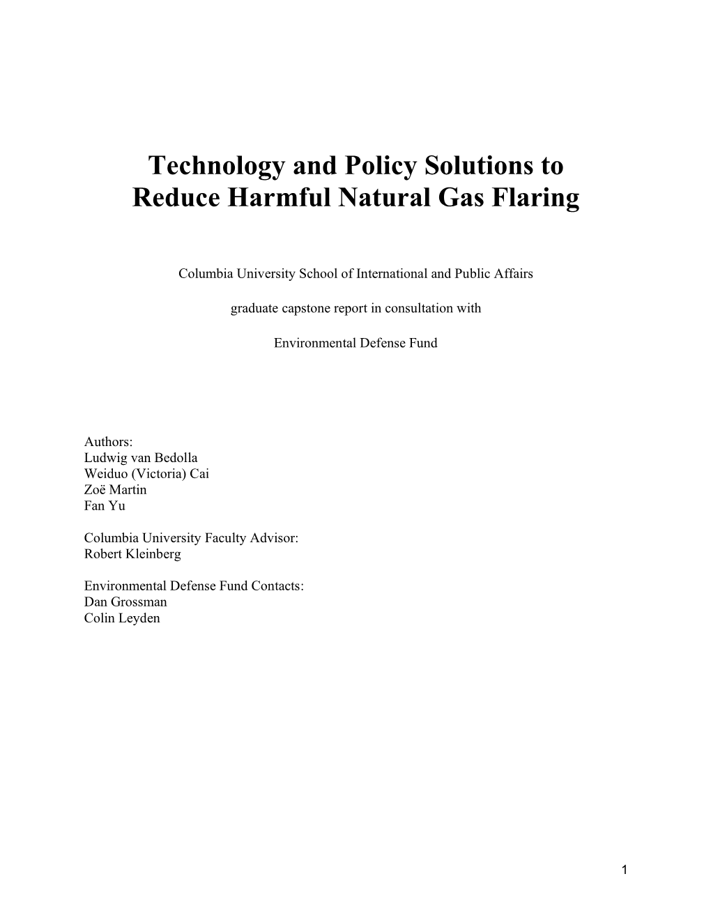 Technology and Policy Solutions to Reduce Harmful Natural Gas Flaring