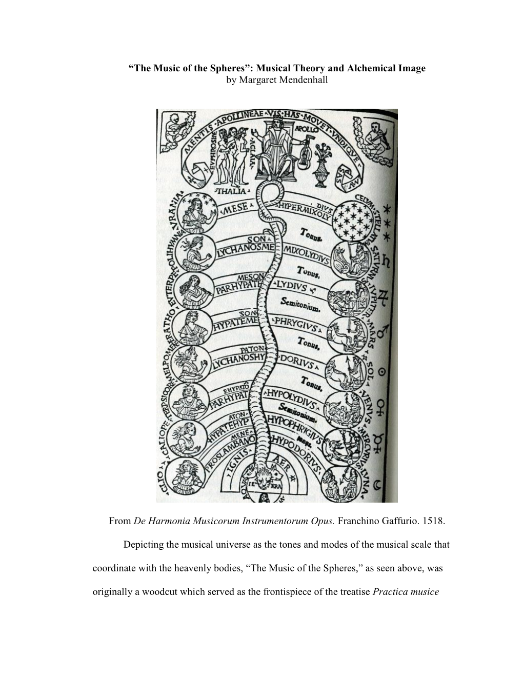 “The Music of the Spheres”: Musical Theory and Alchemical Image by Margaret Mendenhall