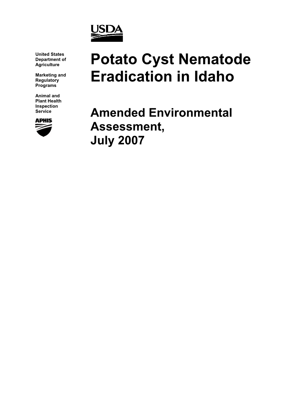 Potato Cyst Nematode Eradication in Idaho