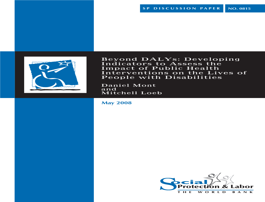 Beyond Dalys: Developing Indicators to Assess the Summary Findings Impact of Public Health