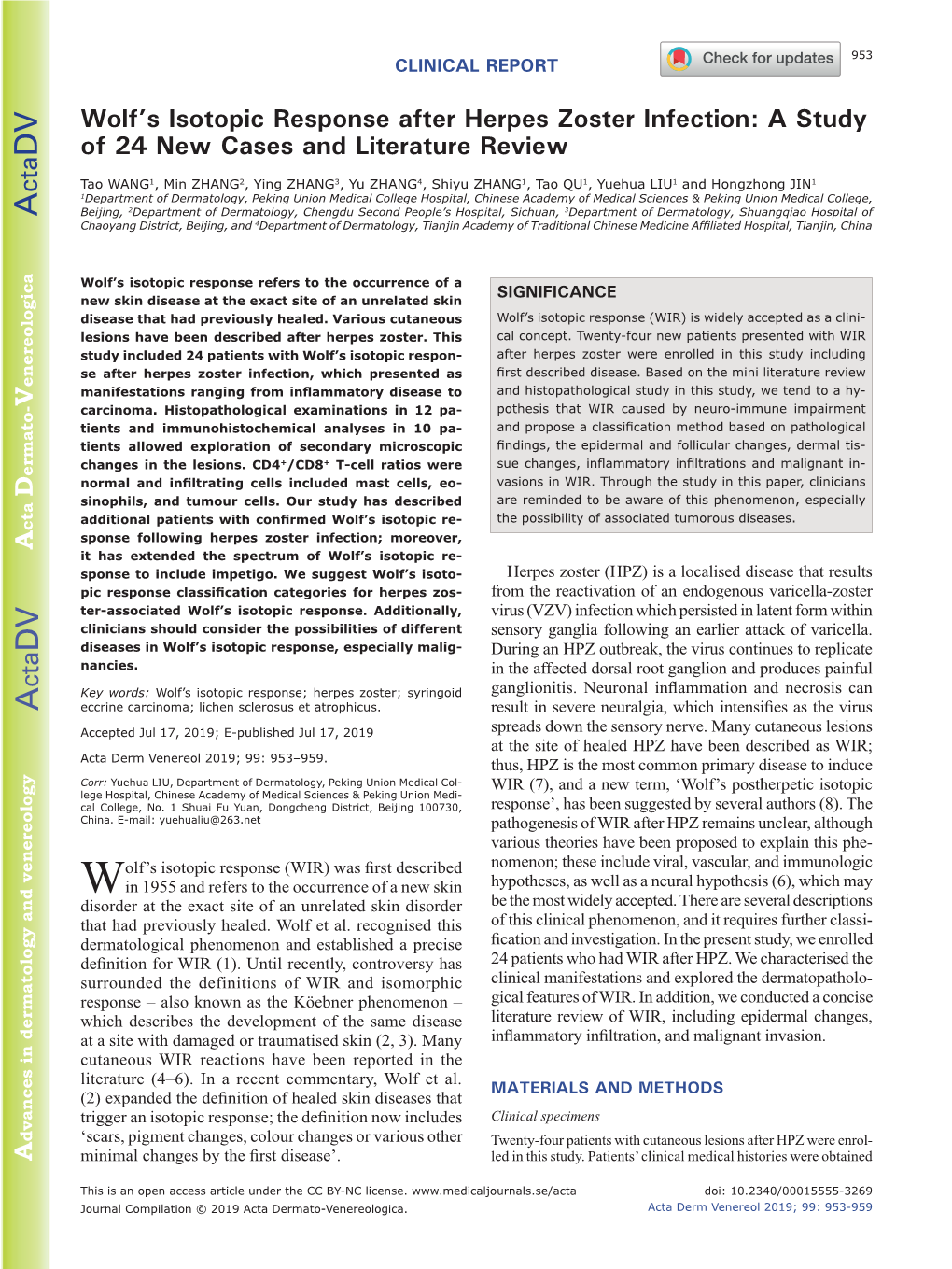 Wolf's Isotopic Response After Herpes Zoster Infection