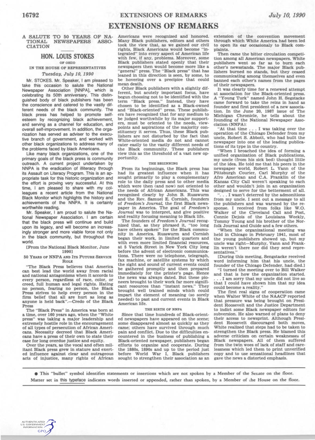 EXTENSIONS of REMARKS July 10, 1990 EXTENSIONS of REMARKS a SALUTE to 50 YEARS of NA­ Americans Were Recognized and Honored