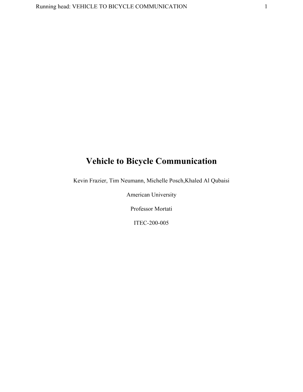 Vehicle to Bicycle Communication 1