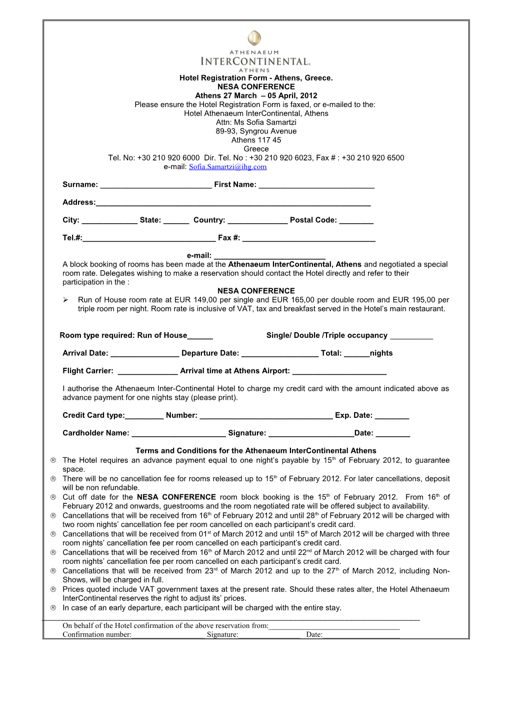 Hotel Registration Form