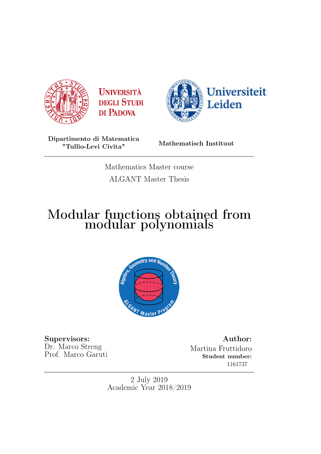 Modular Functions Obtained from Modular Polynomials