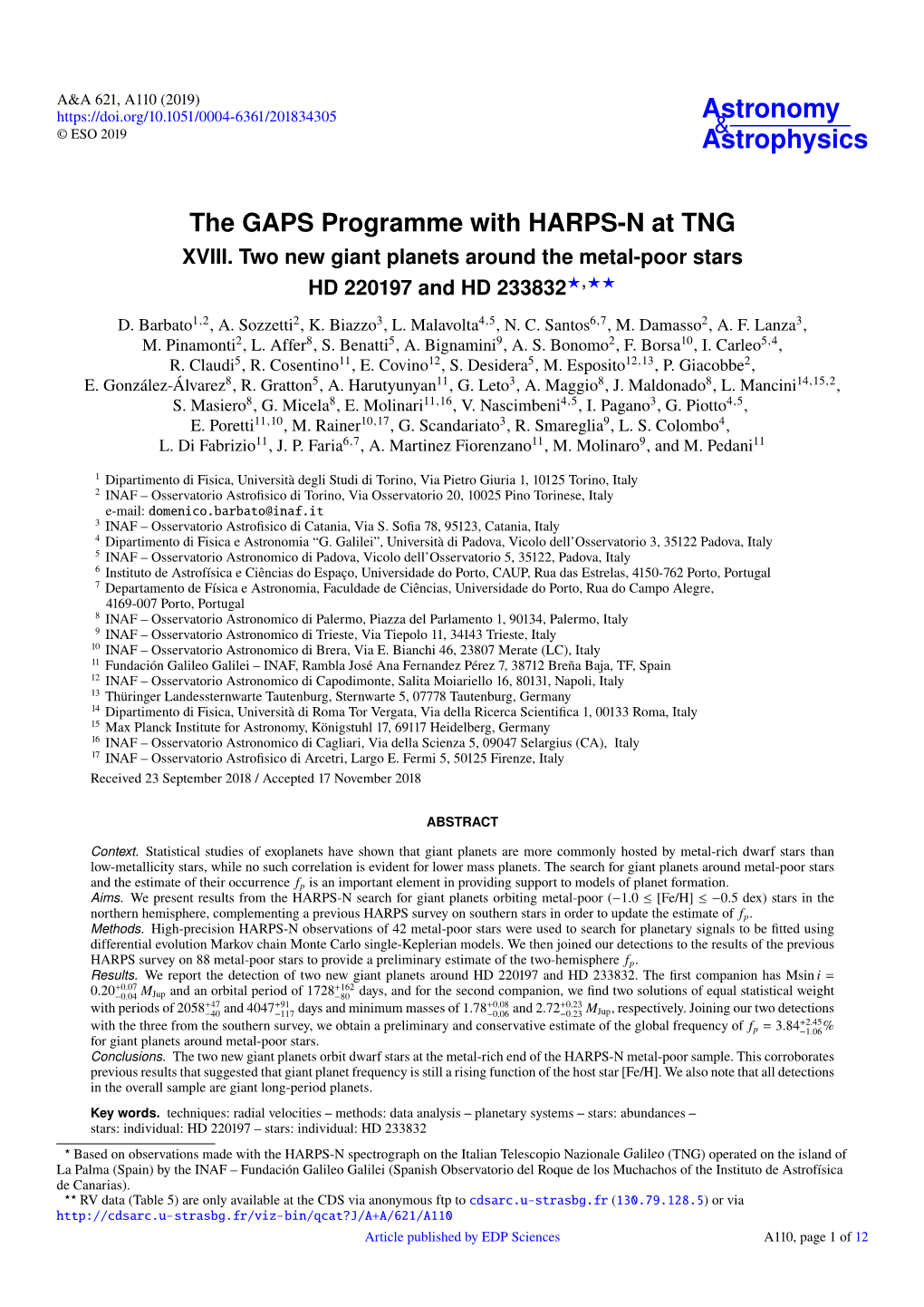 The GAPS Programme with HARPS-N at TNG XVIII