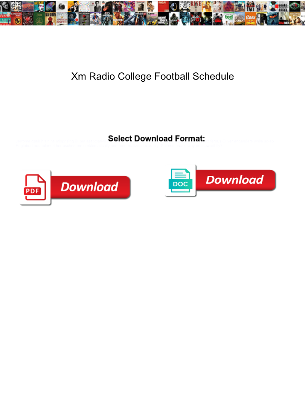 Xm Radio College Football Schedule
