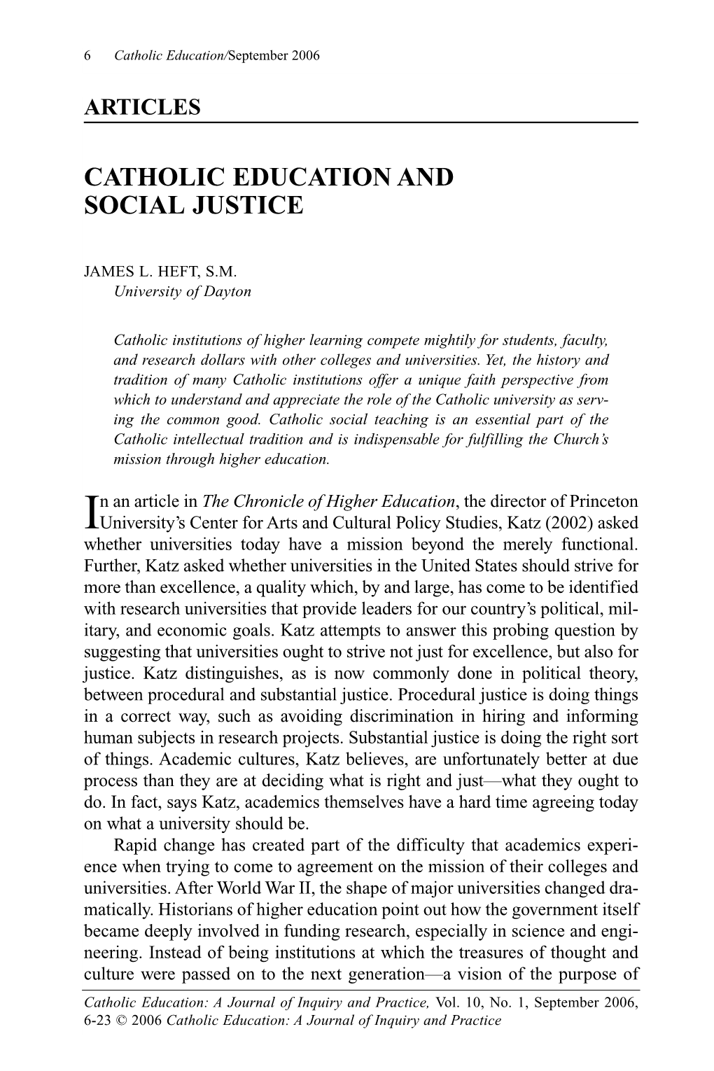 Catholic Education and Social Justice