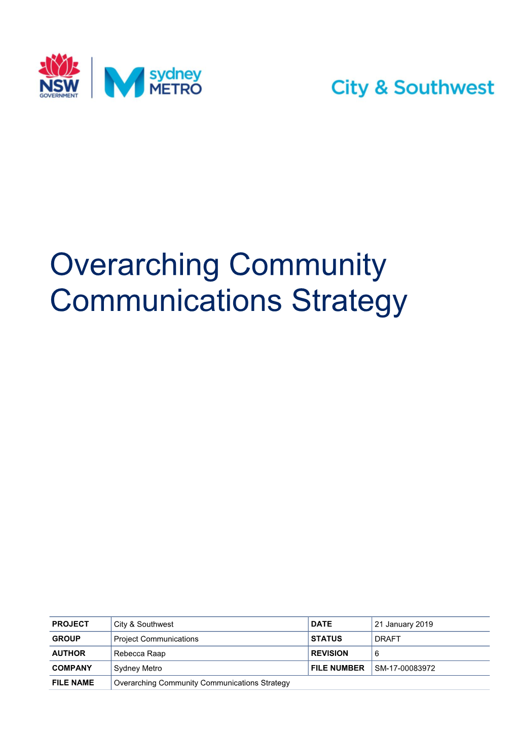 Overarching Community Communications Strategy