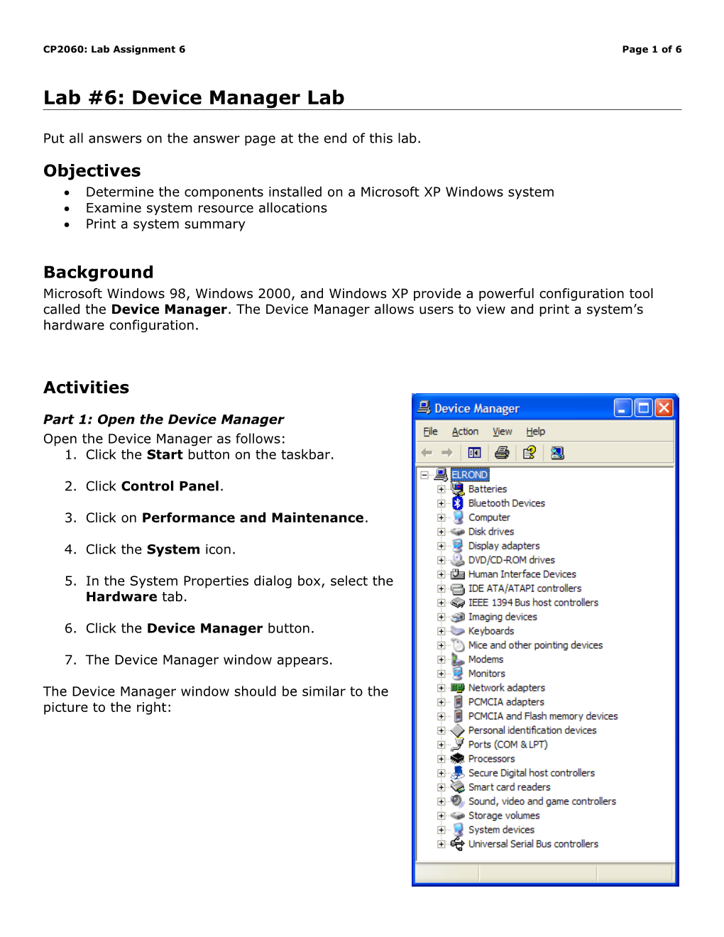 Lab #6: Device Manager Lab