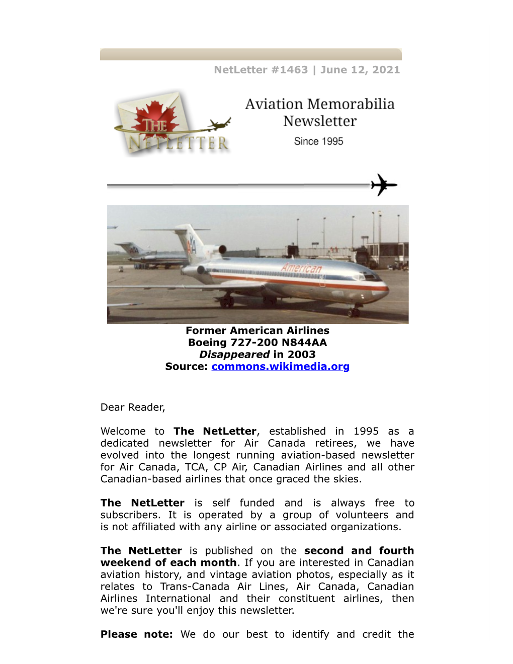 Netletter #1463 | June 12, 2021 Former American Airlines Boeing