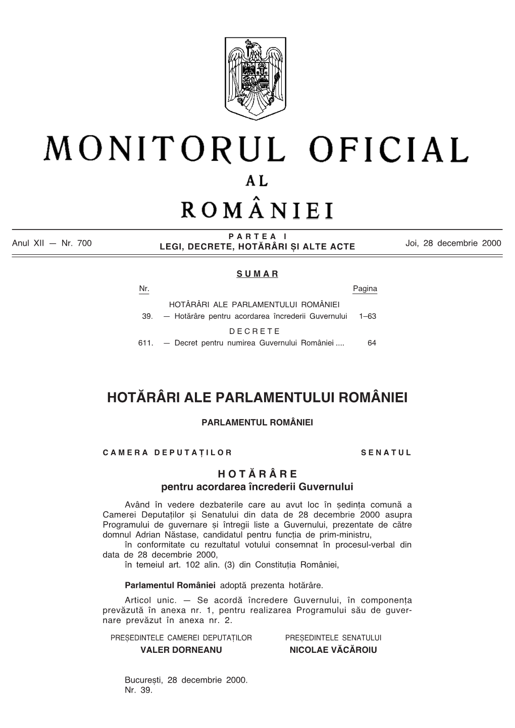 Hot√R¬Ri Ale Parlamentului Rom¬Niei