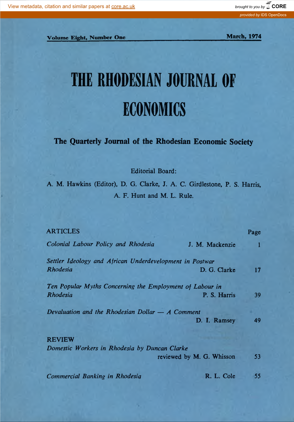 The Rhodesian Journal of Economics