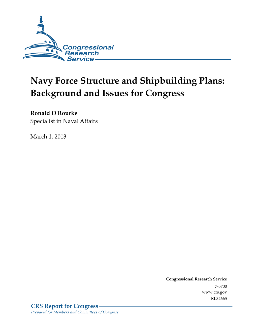 Navy Force Structure and Shipbuilding Plans: Background and Issues for Congress