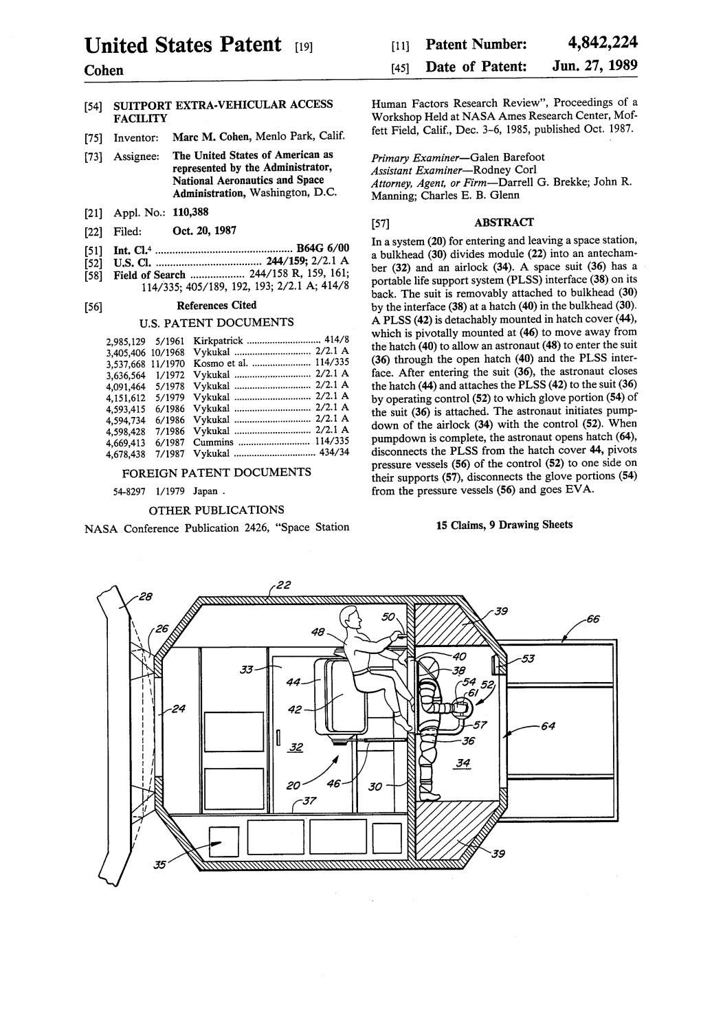 United States Patent (19) 11 Patent Number: 4,842,224 Cohen (451 Date of Patent: Jun