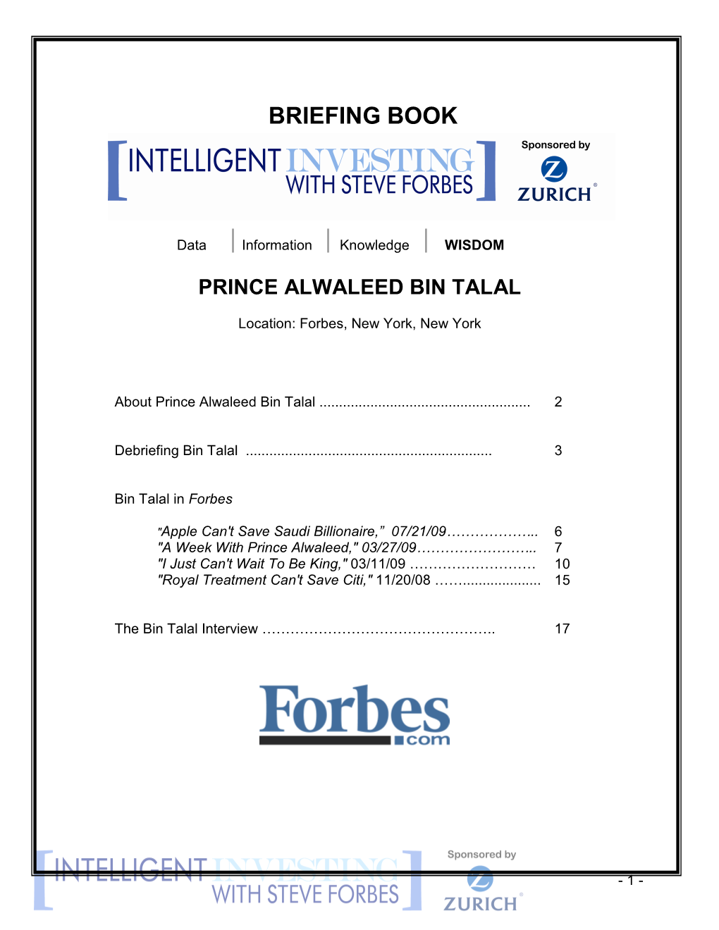 Al-Waleed Bin Talal Briefing Book