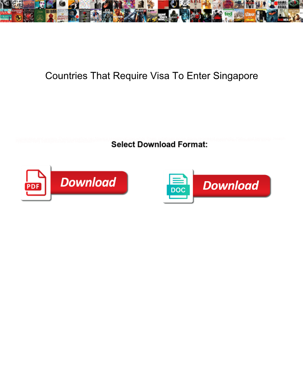 Countries That Require Visa to Enter Singapore