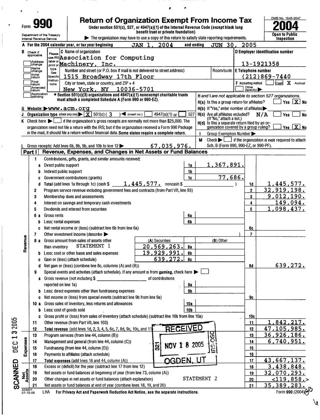 Return of Organization Exempt from Income